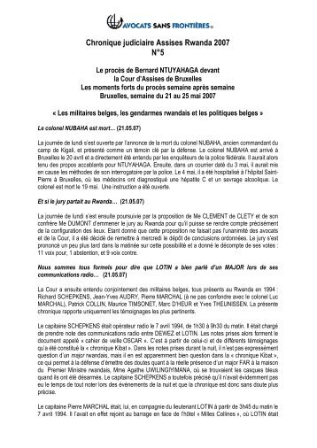 Avocats sans frontiÃ¨res 24 mai 2007 - France Rwanda GÃ©nocide