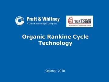Organic Rankine Cycle Technology