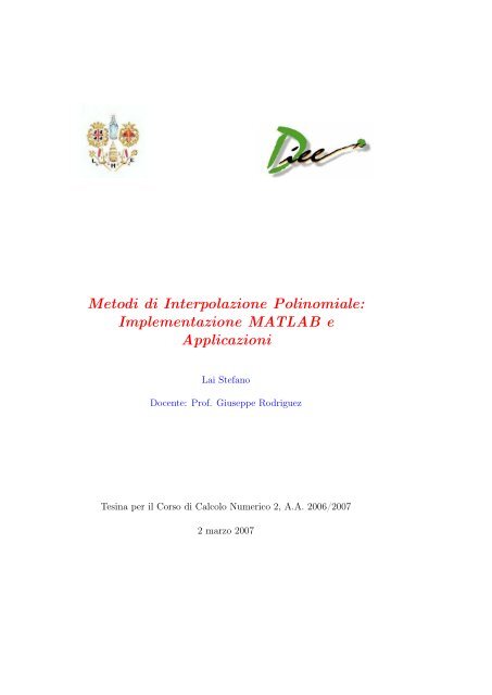 Metodi di Interpolazione Polinomiale: Implementazione MATLAB e ...