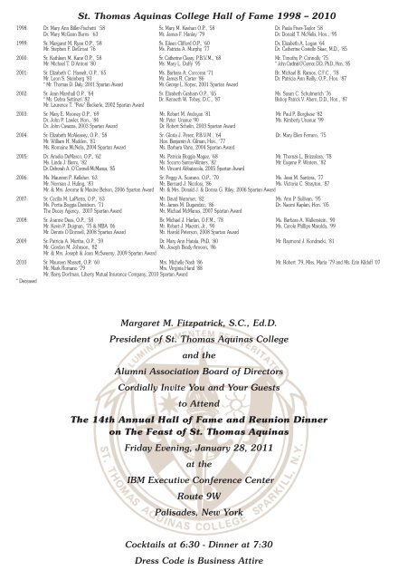 stac hall of fame invite_Â¥Invite v3 - St. Thomas Aquinas College