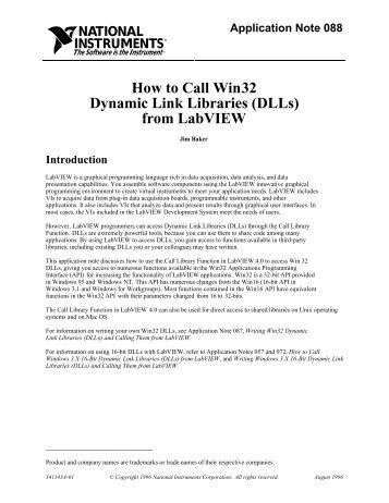 How to Call Win32 Dynamic Link Libraries (DLLs) from LabVIEW