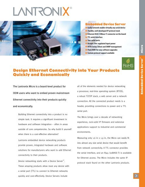 Design Ethernet Connectivity  into Your Products Quickly ... - Lantronix