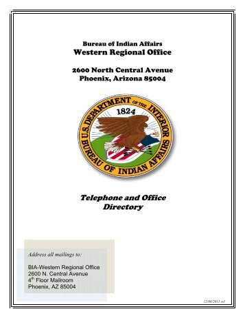 US Bureau of Indian Affairs - Telephone and Office Directory