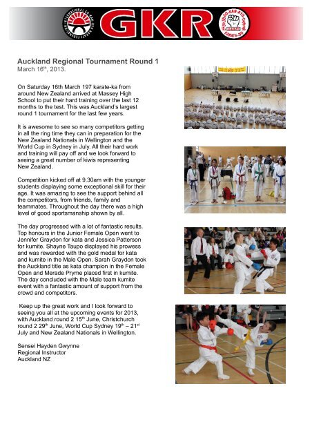 Auckland Regional To.. - GKR Karate