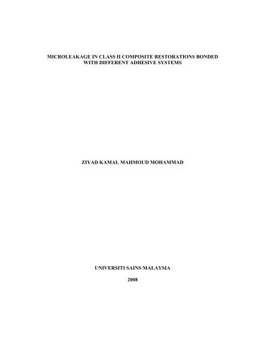 microleakage in class ii composite restorations ... - ePrints@USM