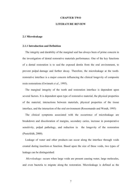 microleakage in class ii composite restorations ... - ePrints@USM