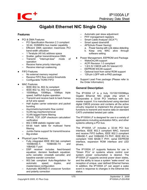DRIVERS FOR IC IP1000A LF DRIVERS UPDATE: IC IP1000A LF