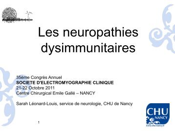 Les neuropathies dysimmunitaires - SociÃ©tÃ© d'Electromyographie ...