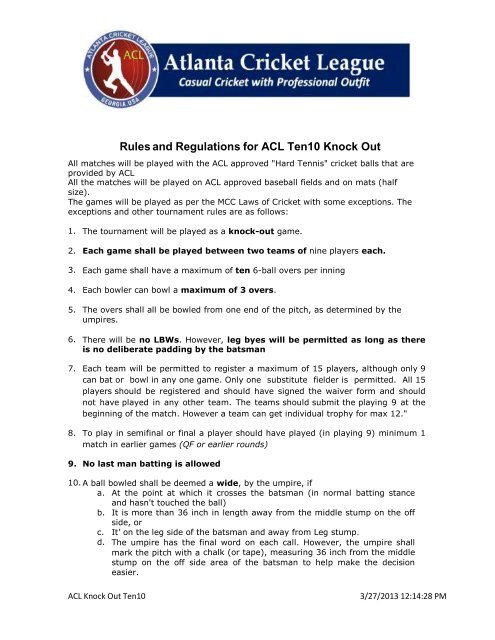 Cricket knockout rules