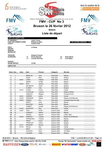 Liste de dÃ©part - data ski-valais