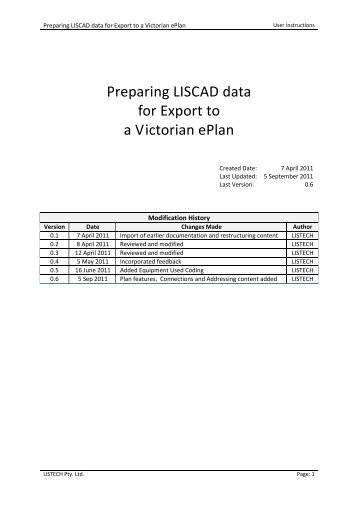 Preparing LISCAD data for Export to a Victorian ePlan - Spear