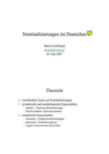 Nominalisierungen im Deutschen