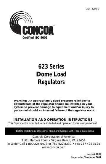 623 Series Dome Load Regulators - Concoa