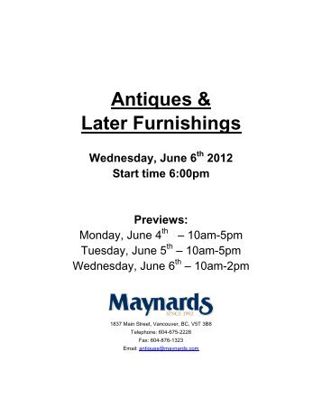 Antiques & Later Furnishings - auction at Maynards
