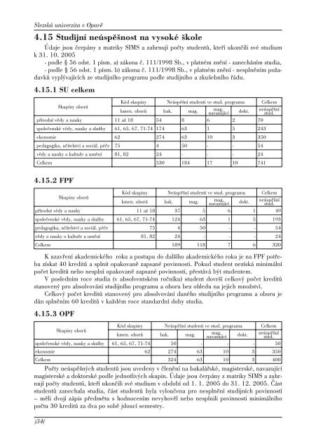 VÃƒÂ½roÃ„ÂnÃƒÂ­ zprÃƒÂ¡va o Ã„Âinnosti za rok 2005 - SlezskÃƒÂ¡ univerzita v OpavÃ„Â›