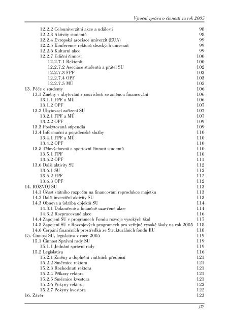 VÃƒÂ½roÃ„ÂnÃƒÂ­ zprÃƒÂ¡va o Ã„Âinnosti za rok 2005 - SlezskÃƒÂ¡ univerzita v OpavÃ„Â›