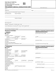 PRE-SURGERY MEDICAL CONSULTATION FORM - Valley Hospital