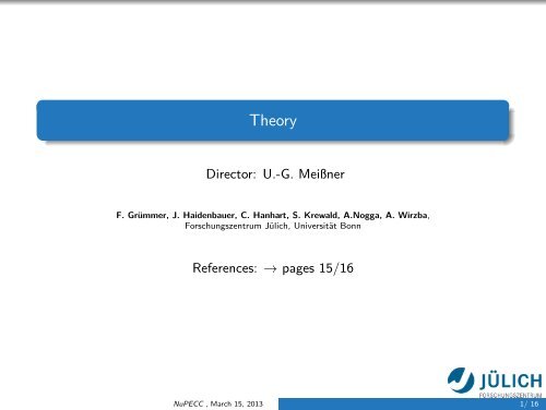 Siegfried Krewald (IKP und IAS, Uni Bonn): Theory - NuPECC