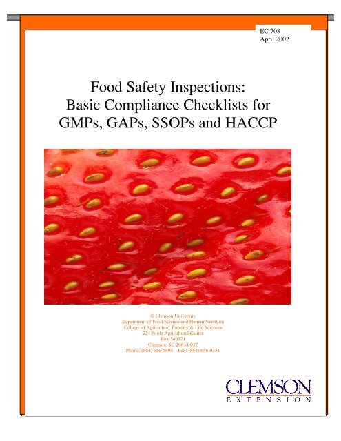 Food Safety Inspections: Basic Compliance Checklists for GMPs ...