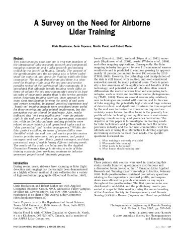 A Survey on the Need for Airborne Lidar Training - asprs