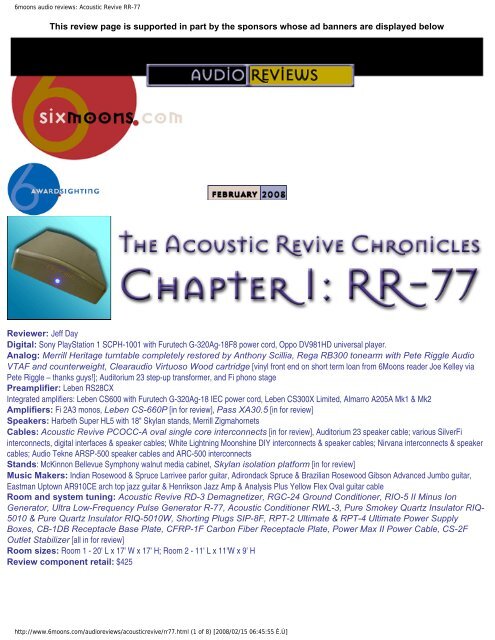 6moons audio reviews: Acoustic Revive RR-77