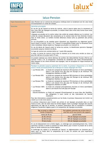 convention d'assurance des plans - Groupe La Luxembourgeoise