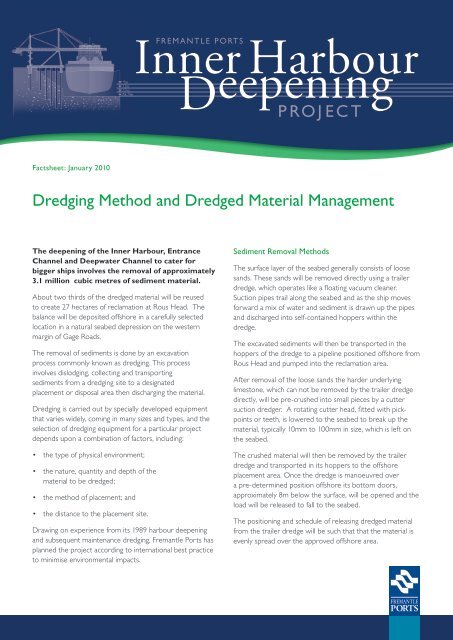 IHD fact sheet - Dredging methodology January ... - Fremantle Ports