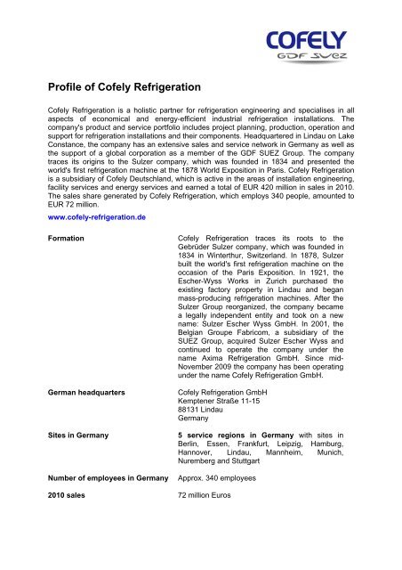 Profile of Cofely Refrigeration