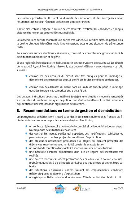 Etat des connaissances sur les impacts sonores d'un circuit de ...