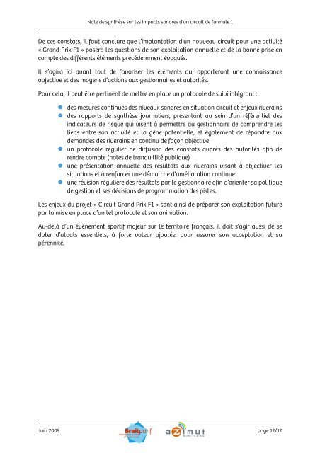 Etat des connaissances sur les impacts sonores d'un circuit de ...