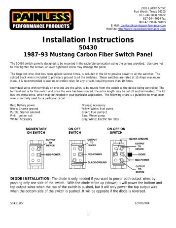 Installation Instructions - Painless Wiring