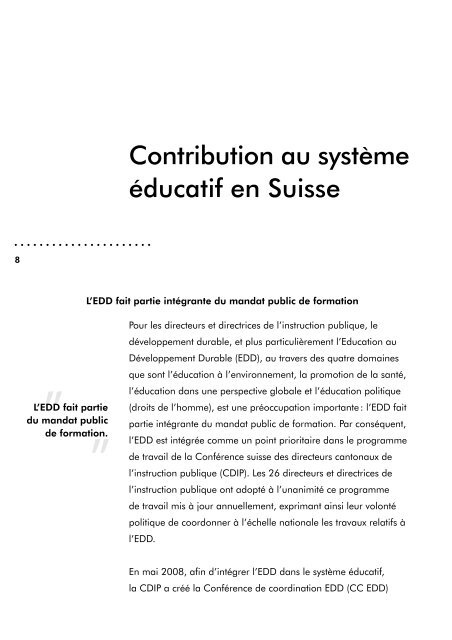 2008 - Education à l'environnement en Suisse