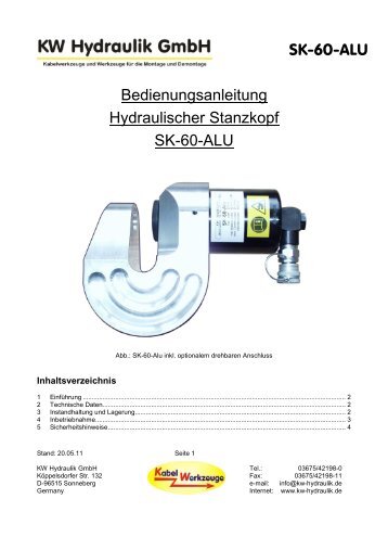 SK-60-ALU Bedienungsanleitung - KW Hydraulik GmbH