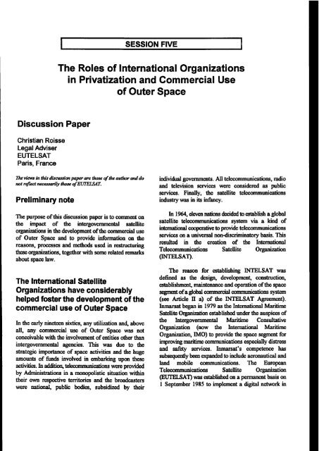 Proceedings of the Workshop - United Nations Office for Outer ...