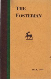 Fosterian Magazine â Summer 1937 - Old Fosterians and Lord ...