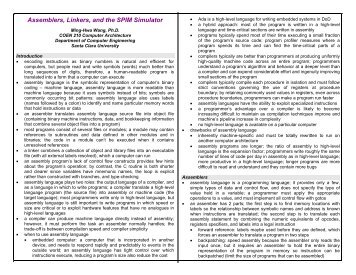 Assemblers, Linkers, and the SPIM Simulator - Computer ...