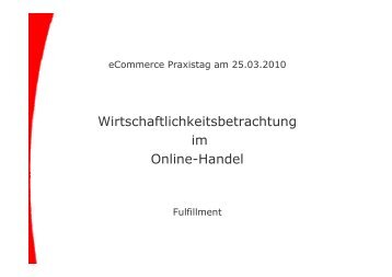 Wirtschaftlichkeitsbetrachtung im Online-Handel