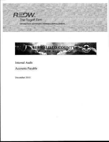 Bernalillo County Internal Audit Accounts Payable Department