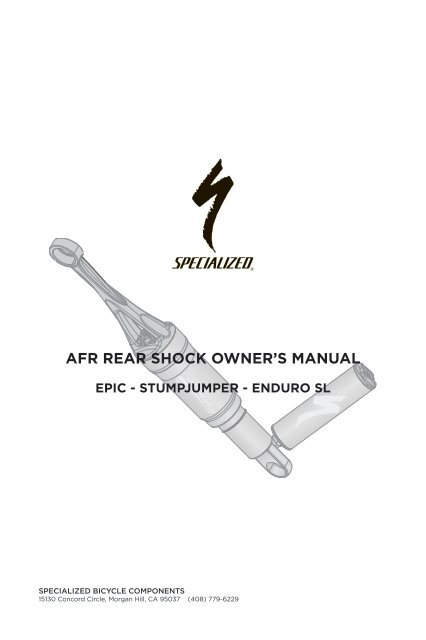 AFR REAR SHOCK OWNER'S MANUAL