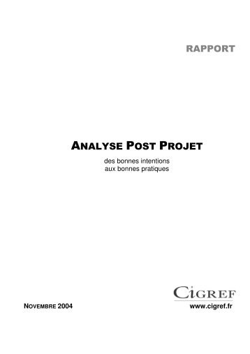 Rapport Analyse Post Projet - Cigref- septembre 2004