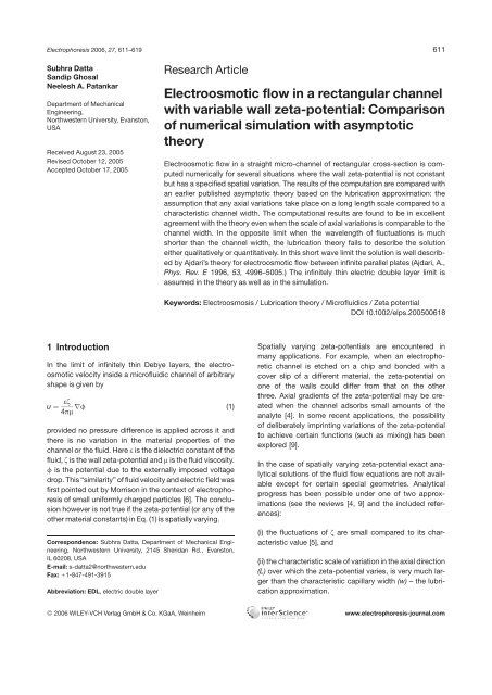 Electroosmotic flow in a rectangular channel with variable wall zeta ...