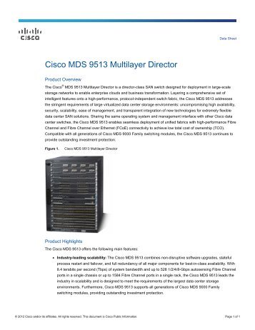 Cisco MDS 9513 Multilayer Director Data Sheet