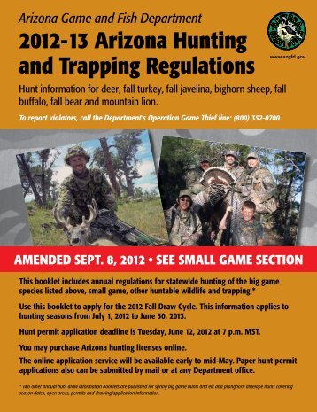 2012-13 Arizona Hunting and Trapping Regulations