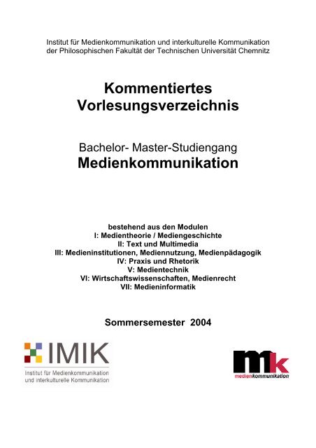 Kommentiertes Vorlesungsverzeichnis - Medienkommunikation - TU ...