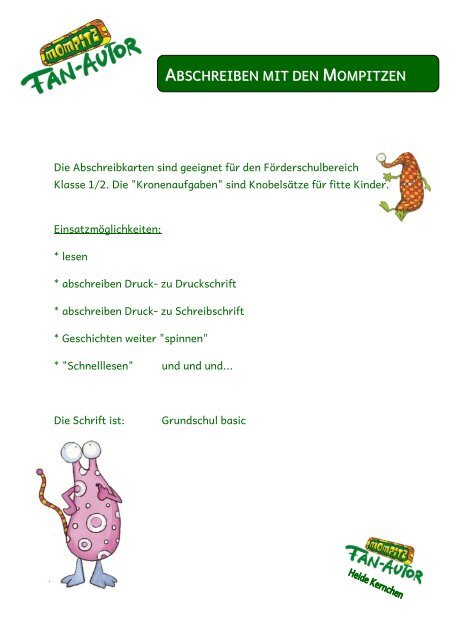 ABSCHREIBEN MIT DEN MOMPITZEN
