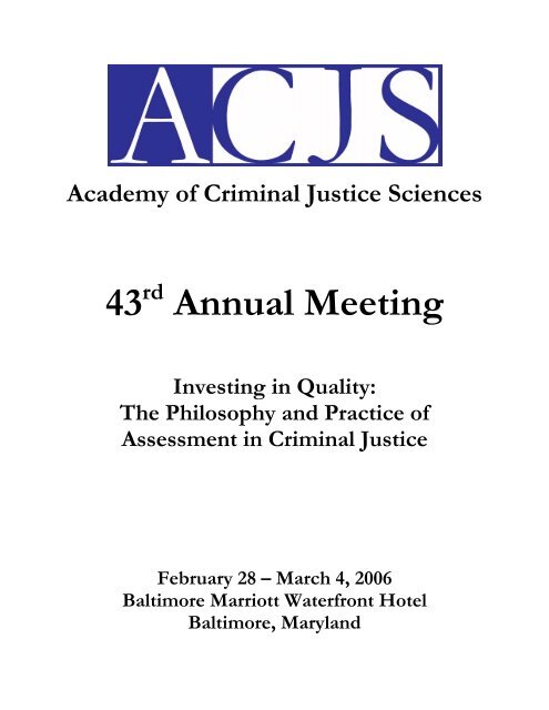 43rd Annual Meeting - Academy Of Criminal Justice Sciences