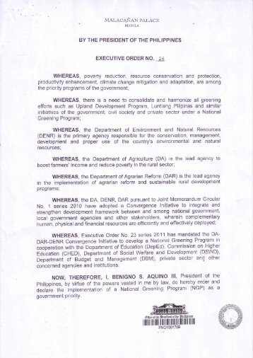 Executive Order No. 26 - Forest Management Bureau - DENR