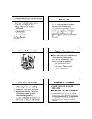 Balanced Assessment - Dr. Helen Barrett's Electronic Portfolios