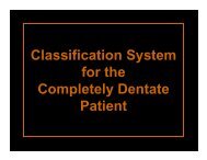 Classification System for the Completely Dentate Patient