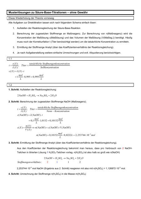 ErgÃ¤nzende Aufgaben zu SÃ¤ure-Base-Titrationen ... - laborberufe.de